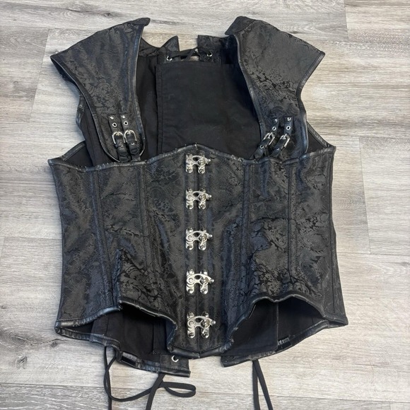 Vintage Tripp Style Black Grunge Hook & Clasp Gothic Steel Boned Corset Size 36
